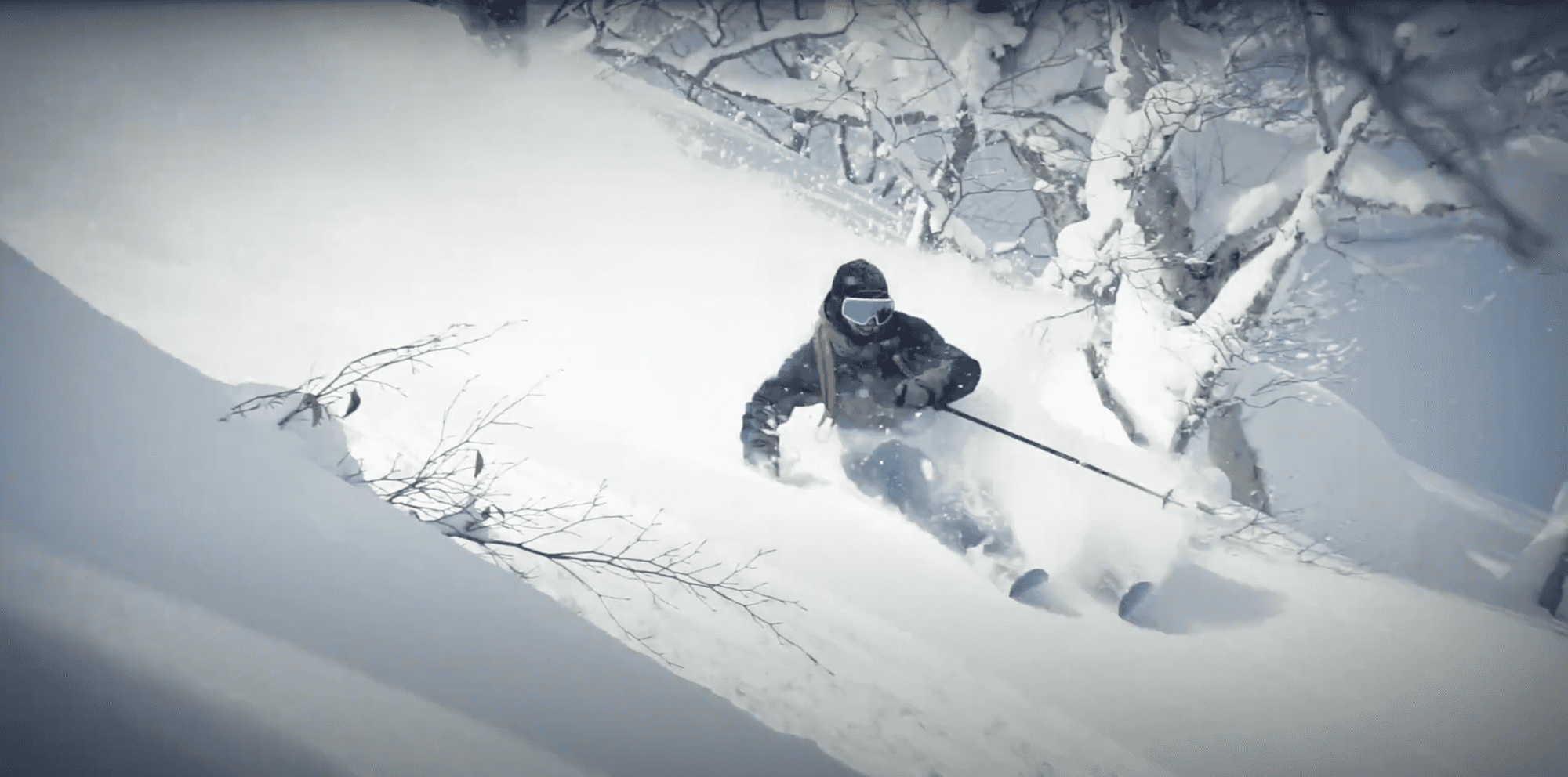 Skier ripping through the Japow at Appi Kogen