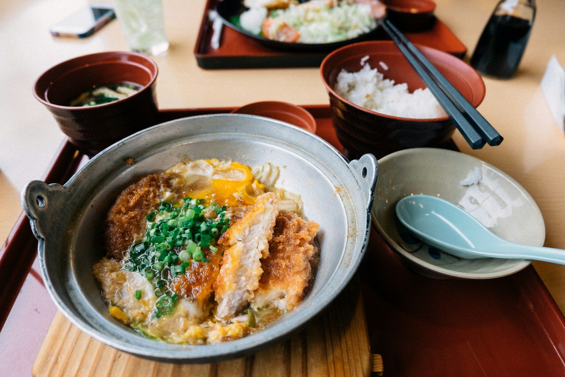 platter with the main dish being Katsudon