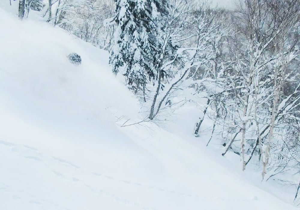 Skier enjoying the whiteroom at Sapporo Kokusai