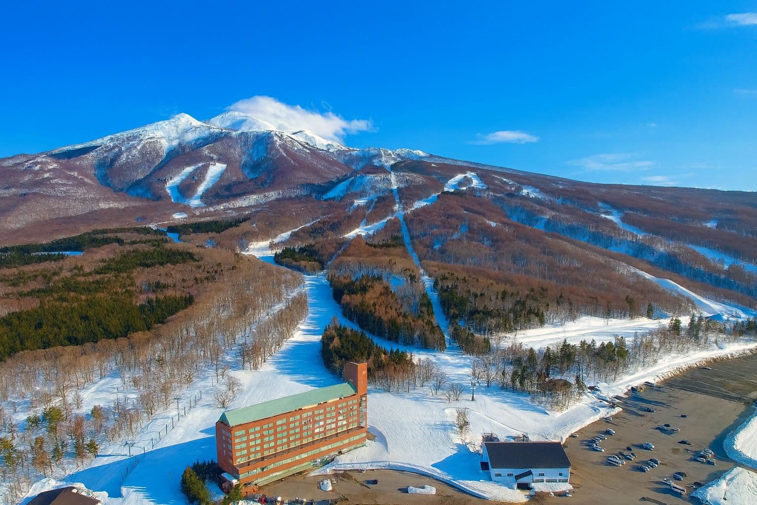 Aomori Spring Ski Resort on Mt Iwaki with beech forests.