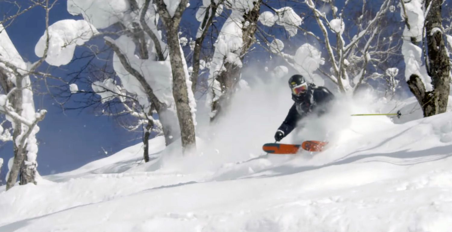 Skier making turns in the side-country at Niseko Village